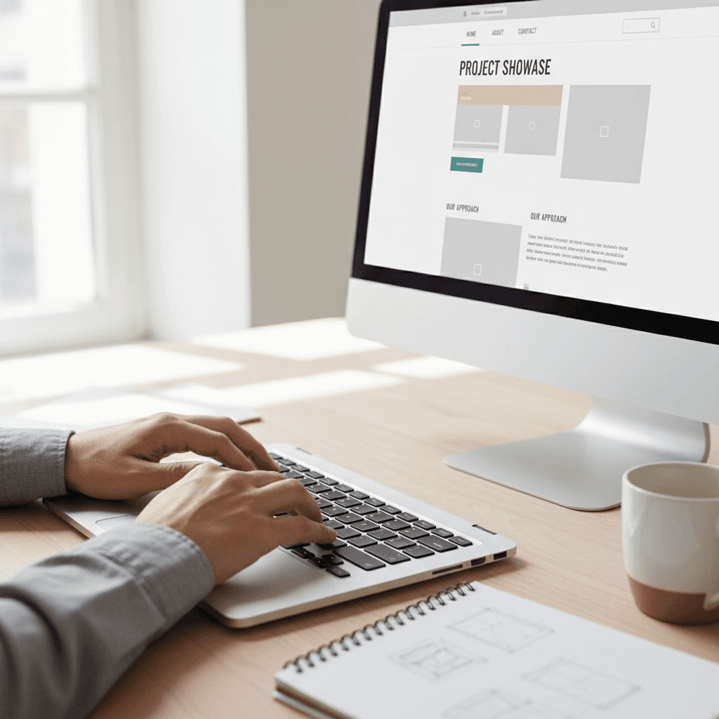 Moderne nettsidesdesign med laptop